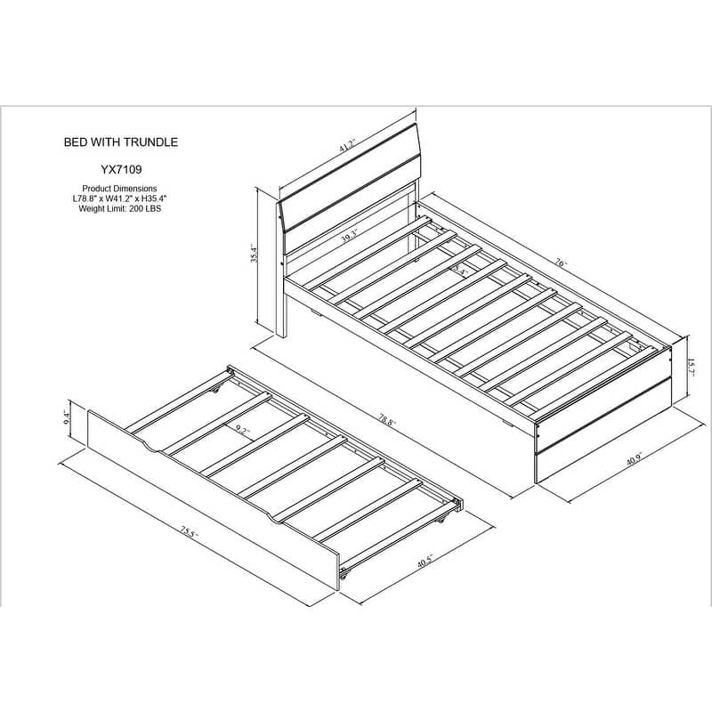 Modern Twin Size Platform Bed With Trundle