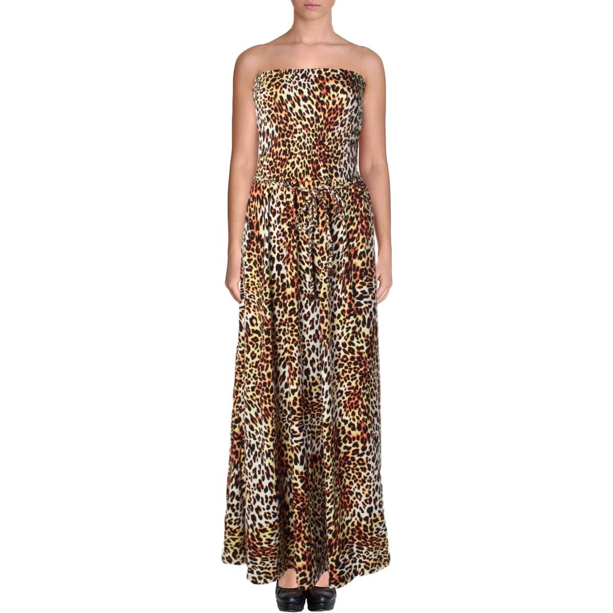 animal print strapless dress