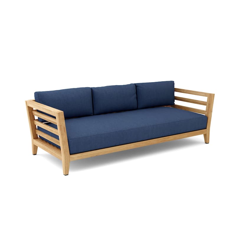 Cordoba Teak Outdoor Sofa with Sunbrella Cushions - Canvas Navy