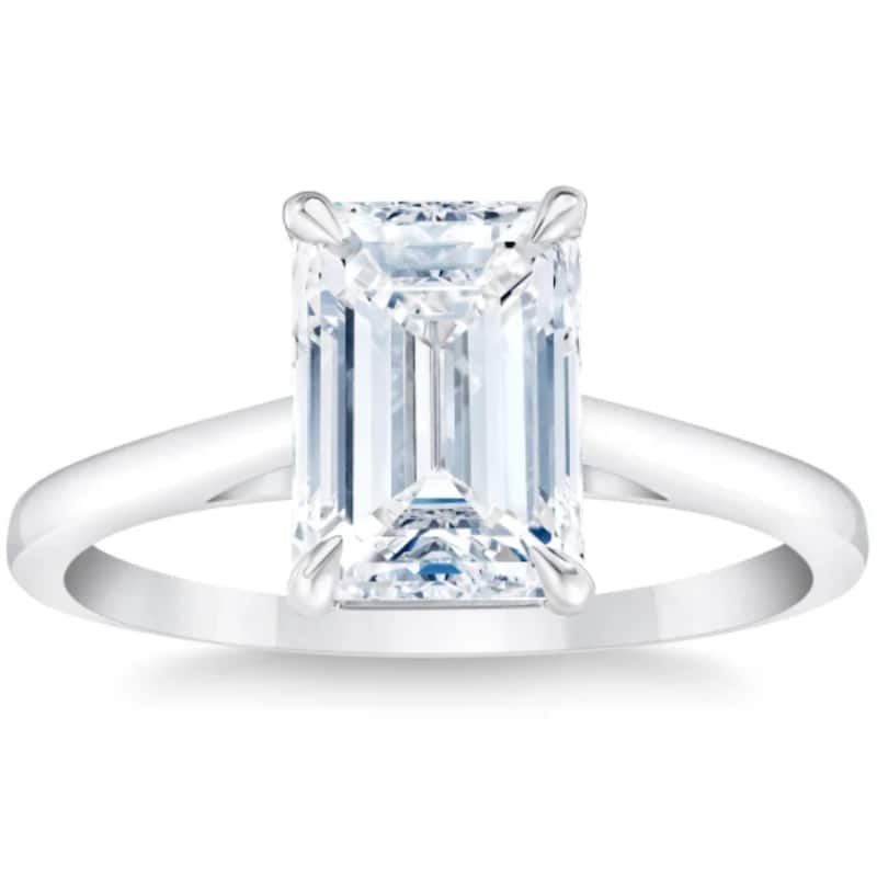 2Ct White Gold Emerald Cut Solitaire Lab Grown Diamond Engagement Ring