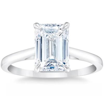 Platinum 2.10Ct Certified Emerald Diamond Engagement Ring Lab Grown