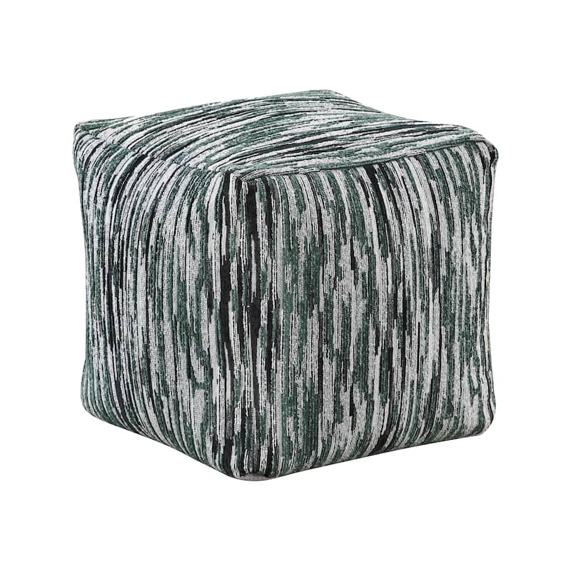 Ossela Fabric Square Pouf - Square (Jacquard) - Green, Black and White
