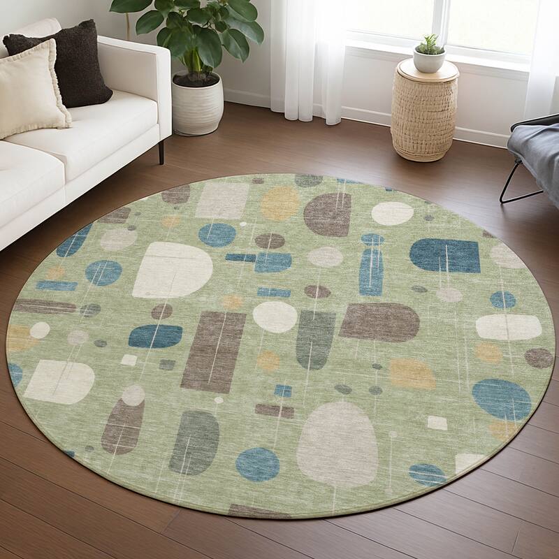Machine Washable Indoor/ Outdoor Contemporary Fun Chantille Rug