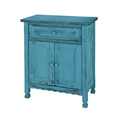 Alaterre Blue Wood Country Cottage Accent Cabinet