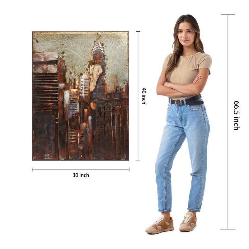 "The Chrysler Building" Mixed Media Iron Hand Painted 3D Wall Art