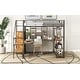 preview thumbnail 24 of 34, Full Size Metal Loft Bed with Storage Staircase, Small Wardrobe, and Desk