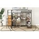 preview thumbnail 6 of 34, Metal Loft Bed with Storage Staircase and Small Wardrobe, Built-in Desk and Storage Shelves, Full Size