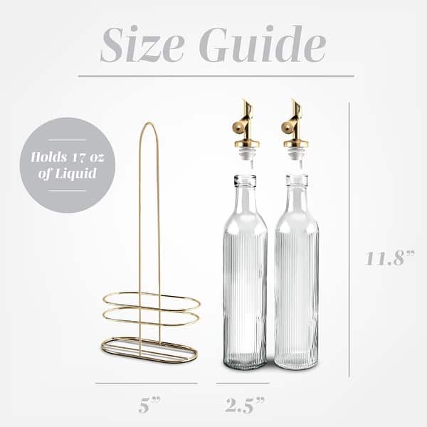dimension image slide 9 of 20, COOK WITH COLOR Glass Olive Oil Bottle Dispenser - 2 Pack- 17oz Oil and Vinegar Carafe Decanter