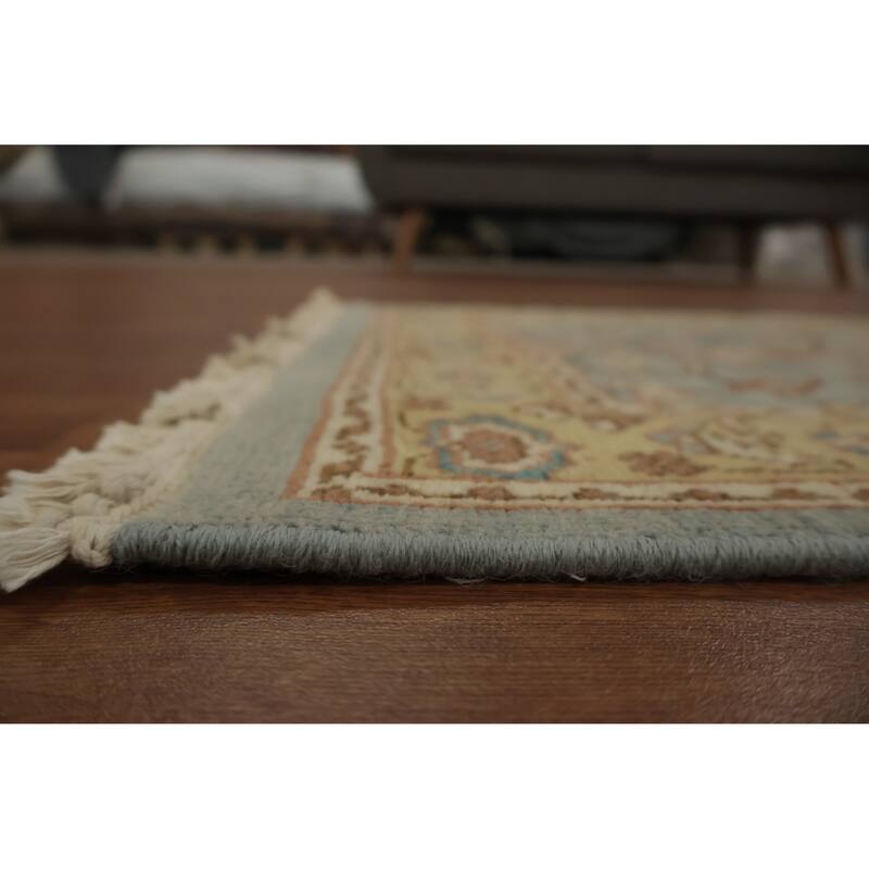 Hand Knotted Oriental 100% Wool Carpet Traditional Floral Navy Blue & Blues Ziegler Area Rug - 3' 11'' X 1' 11''