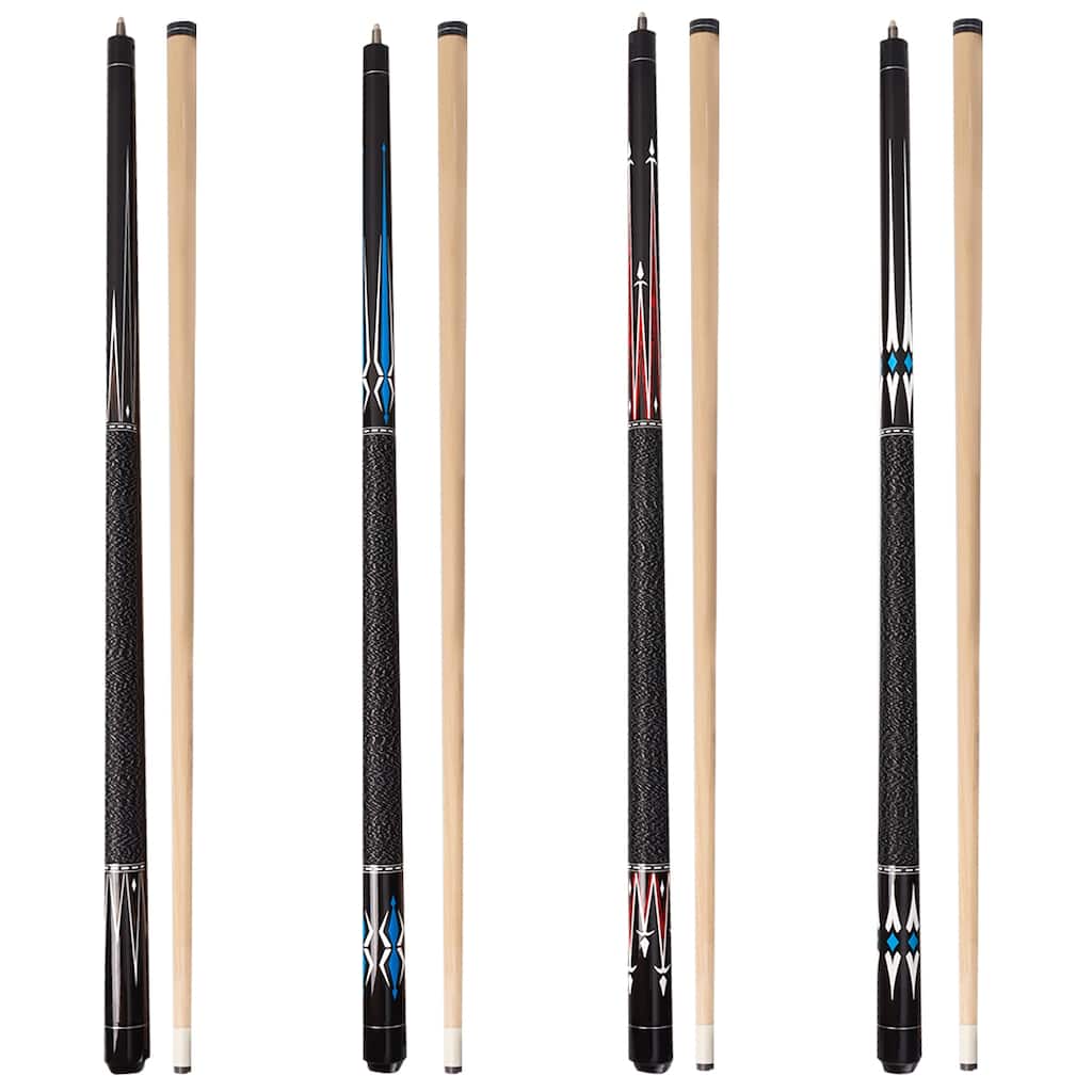 GSE™ Set of 4 Maple Hardwood Billiard Pool Cue Sticks for Men/Women. 58" 2-Piece Pool Cue Set for House or Commercial Use