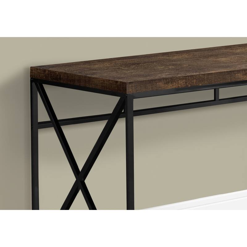 Computer Desk, Home Office, Laptop, Work, Brown Laminate, Black Metal, Contemporary - Brown
