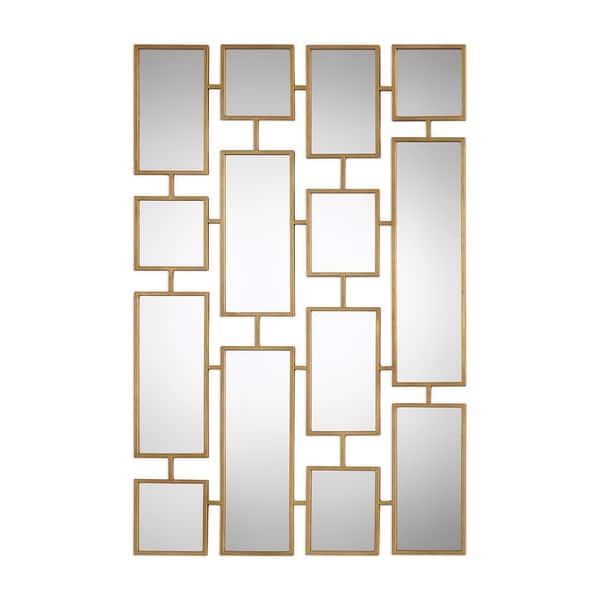 slide 2 of 3, Uttermost Kennon 32" Wide Modern Urban Gold Collage Wall Mirror Antiqued Gold Leaf
