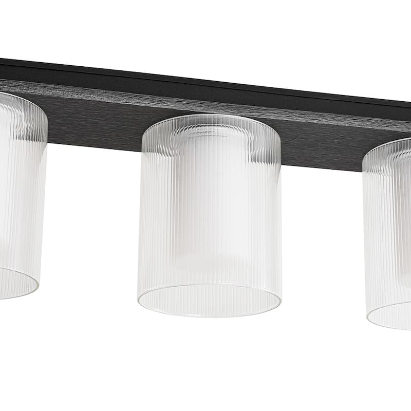 Modern Farmhouse 5-Light Dual-Layered Glass Dimmable LED Linear Chandelier - 35in