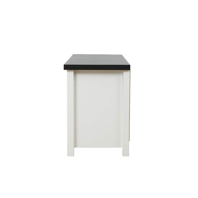 Modern Farmhouse White with Dark Brown 47.3" Wide TV Stand and Bench - 21.66" H x 47.3" W x 15.4" D