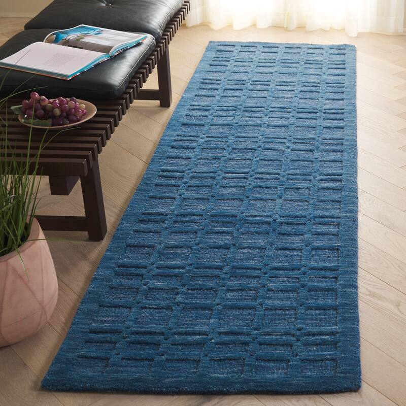 SAFAVIEH Hand-Loomed Impressions Apollonie Modern & Contemporary Wool Rug - 2'3" x 8' Runner - Blue