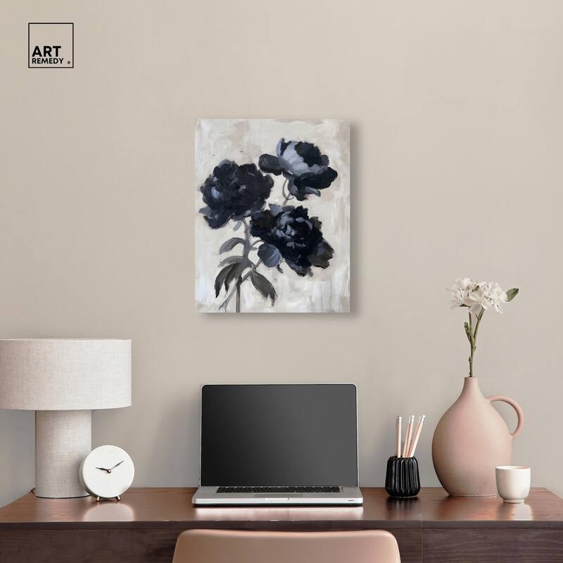 Peonies in Shadow Canvas by Art Remedy, Gallery Wrapped