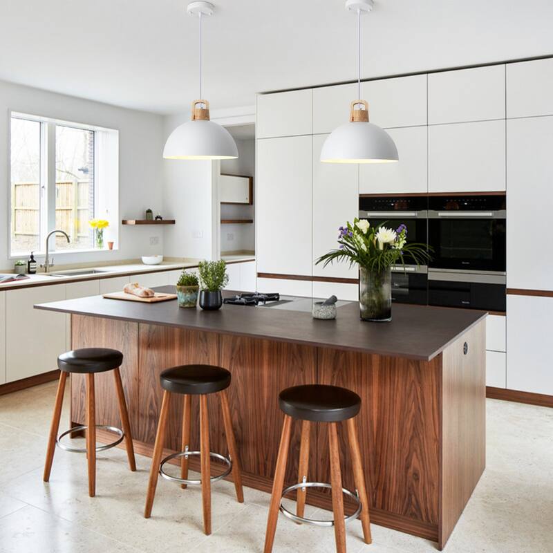 1-Light Rustic Hanging Pendant Light with Metal Shaded for Kitchen Island