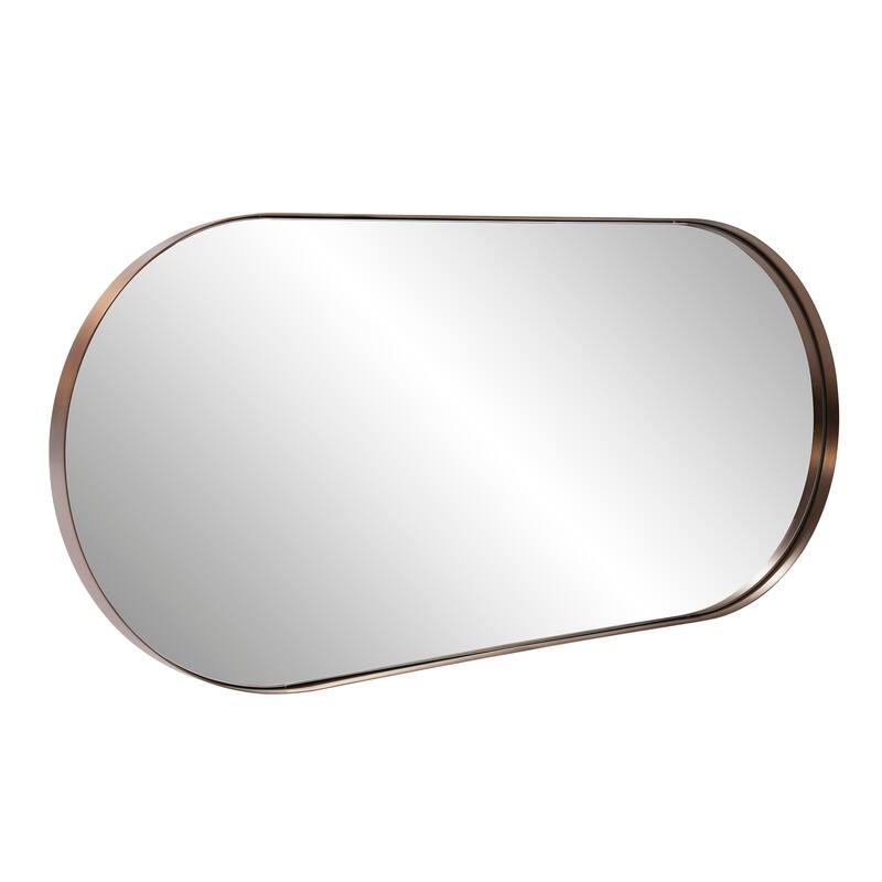 Allan Andrews Stainless Steel Framed Capsule Wall Mirror - 40"H x 17.75"W