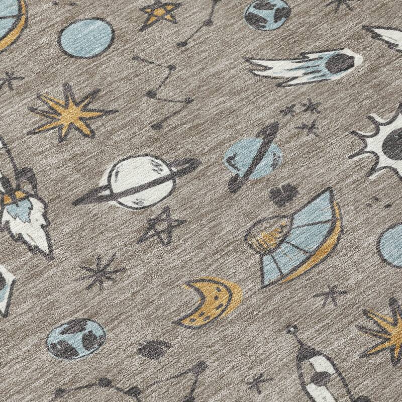 Machine Washable Indoor/ Outdoor Spaceship Chantille Rug