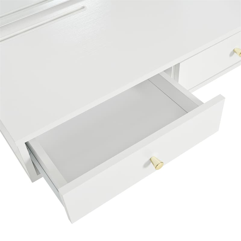 Floating Makeup Vanity Desk with 3-Color Lights,Wall Dressing Table