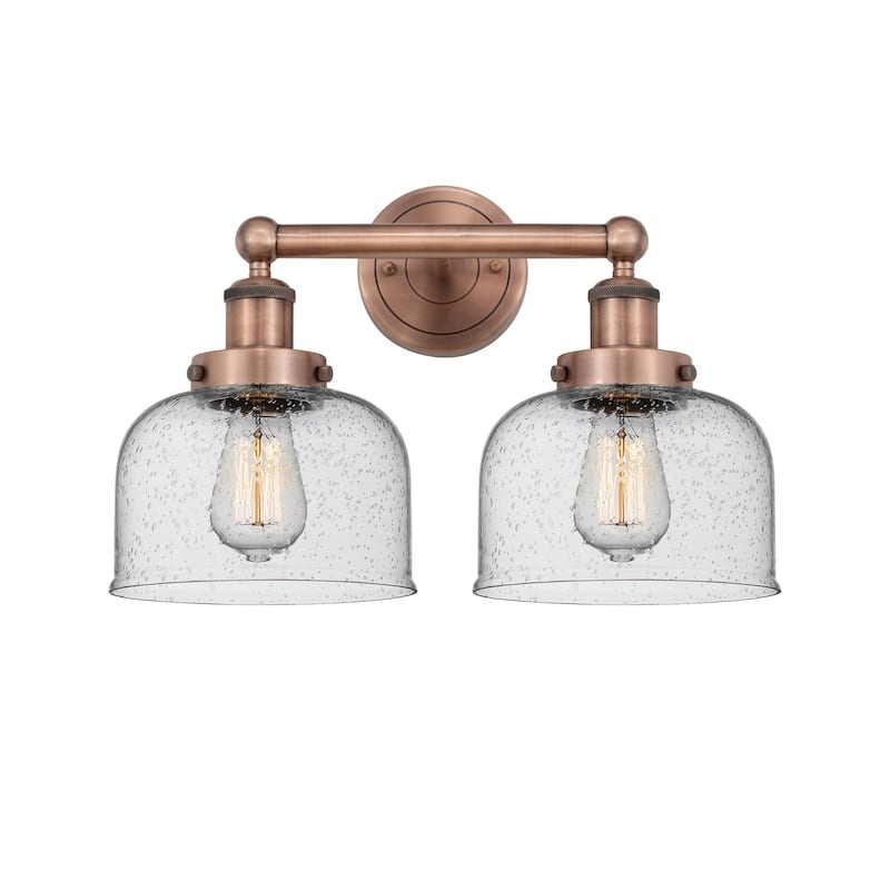 Innovations Lighting 616-2W-10-16-L Bell Vanity Bell 2 Light 16" Wide - Antique Copper / Seedy