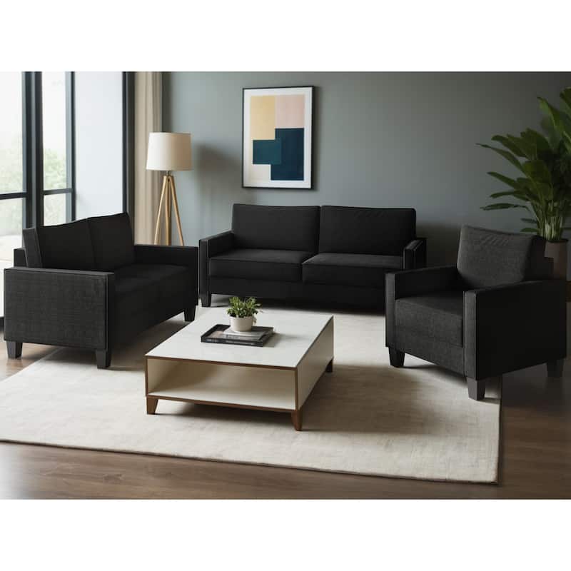 Clayfell Marcia Square Arm Living Room Set - Loveseat - Black