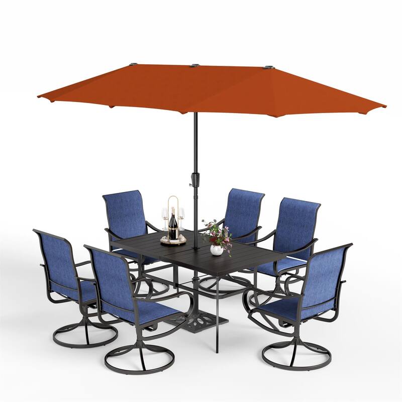 MAISON ARTS 7-piece Patio Dining Set with Textilene Swivel Chairs