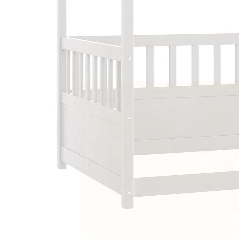 Canopy Bed Frame with Guardrails