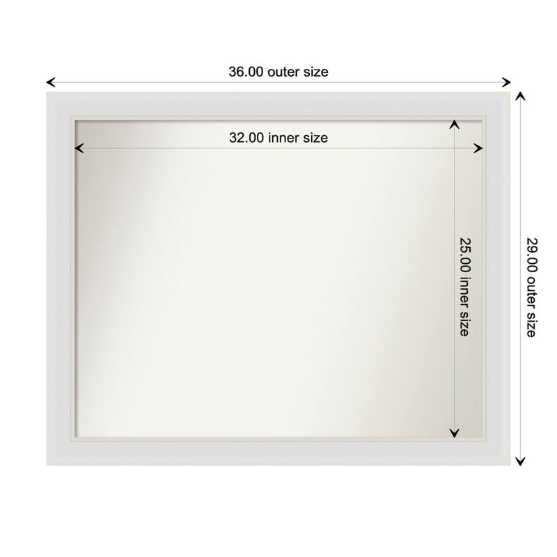 Flair Soft White Narrow Framed Non-Beveled Custom Wall Mirror, Bathroom Vanity Mirror - Outer Size: 36 x 29