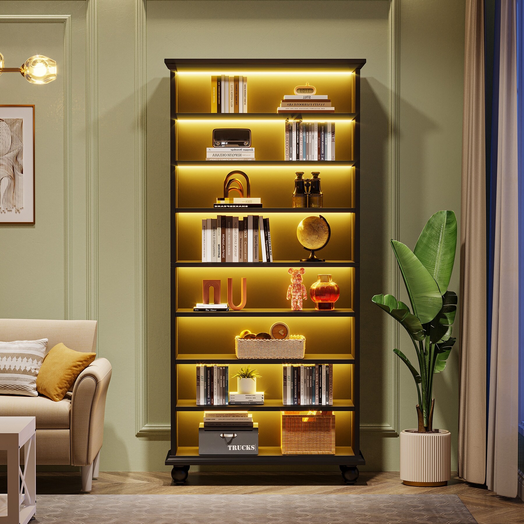69-inch Tall Bookcase Bookshelves Book Display Stand for Living