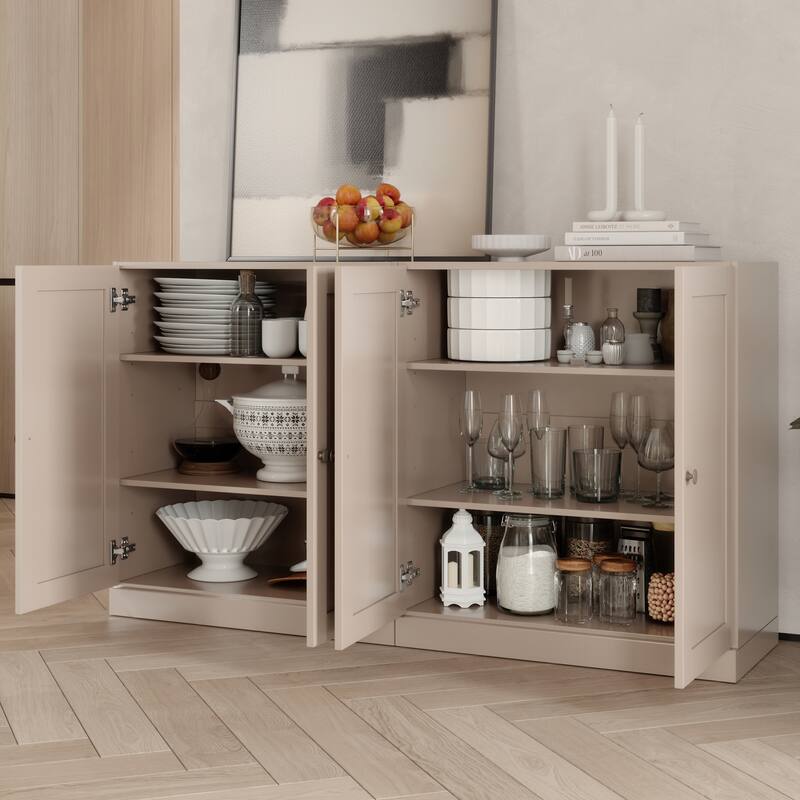 Palace Imports 100% Solid Wood 64" Sideboard with Raised Panel Doors & Adjustable Shelves