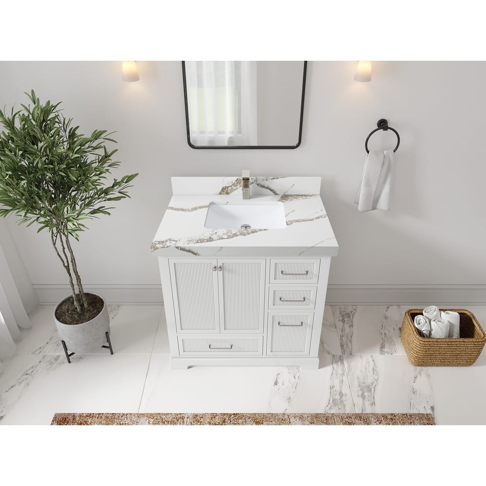 Willow Collections 36 in. W x 22 in. D Alys Center Sink Left Bathroom Vanity with Countertop