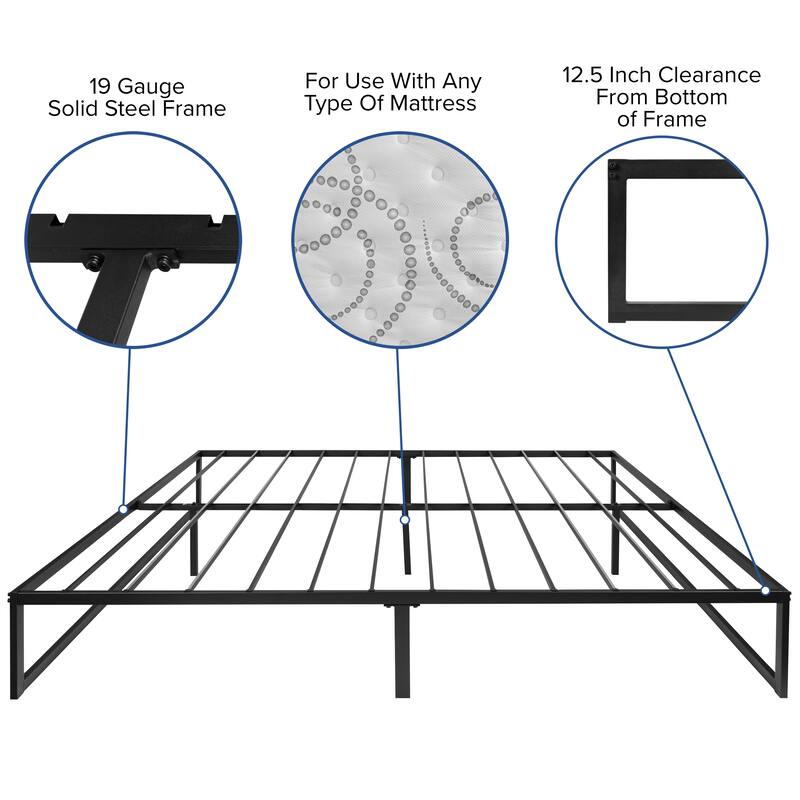 Platform Bed Frame; Pocket Spring Mattress & Memory Foam Topper