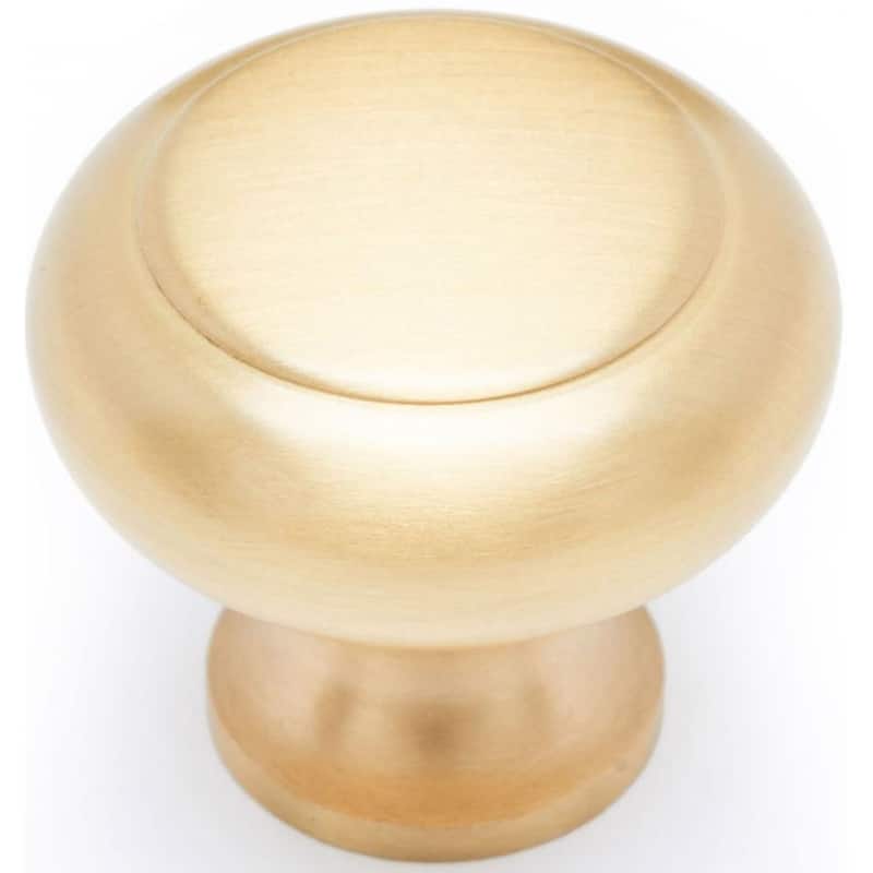 RK International CK 91 Plain 1-1/4" Solid Metal Mushroom Cabinet / - Satin Brass