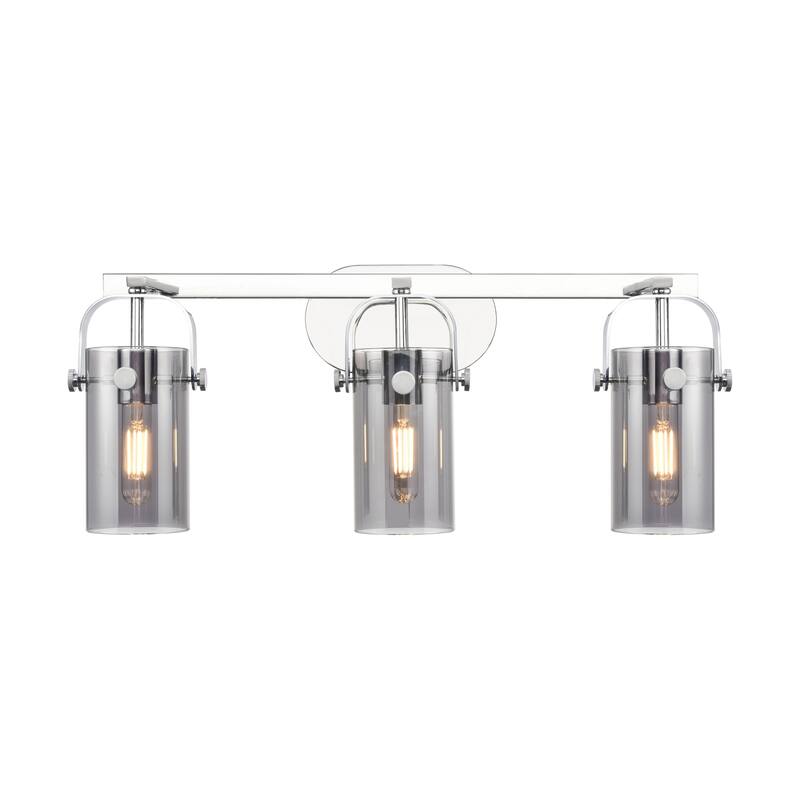 Innovations Lighting 423-3W-11-25 Pilaster II Cylinder Vanity Pilaster - Polished Nickel / Plated Smoke