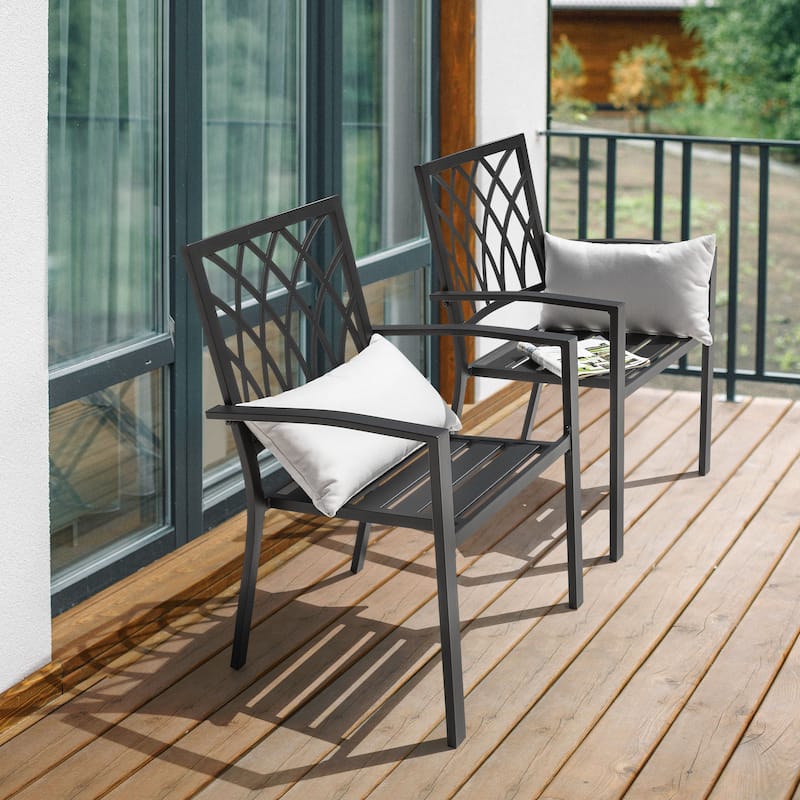 Nuu Garden Iron Stackable Outdoor Patio Chairs with Powder-coated Finish (2-Pack)
