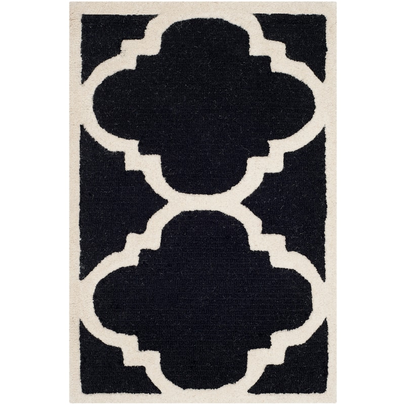 SAFAVIEH Handmade Cambridge Gullveig Modern Moroccan Wool Rug - 2' x 3' - Black/Ivory