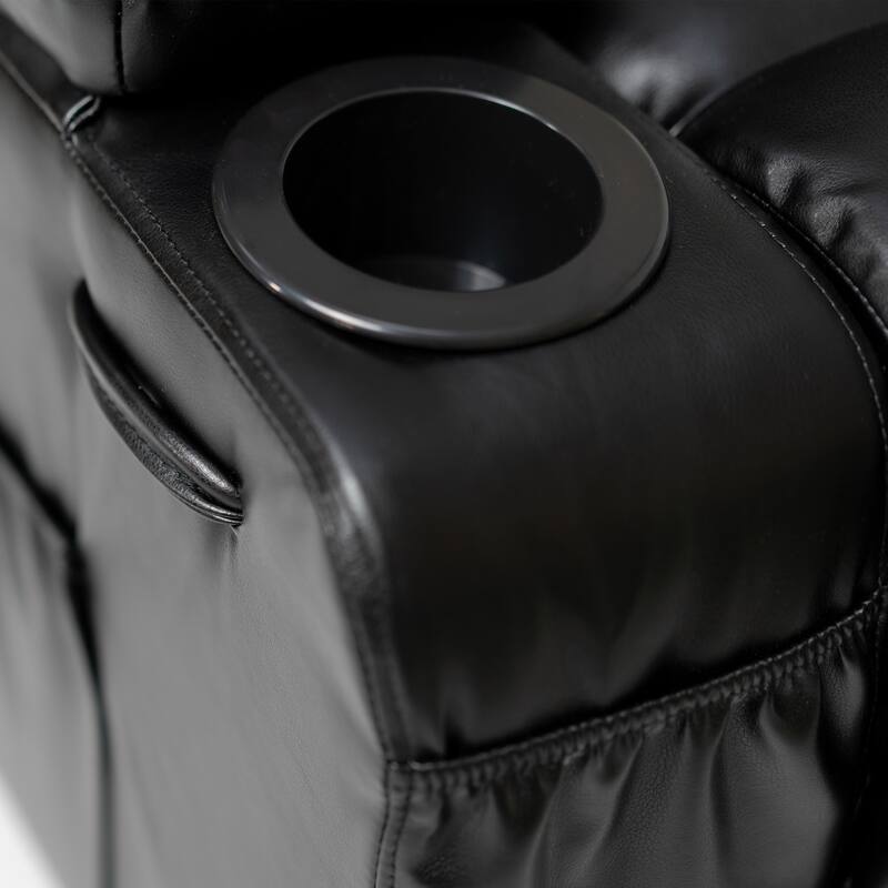 PU Leather Power Lift Recliner, Electric Recliner with Heating & Massage, Massage Chair with Side Pockets & Cup Holders