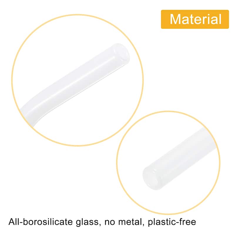 Reusable Straws Glass Straw, 2pcs 8"x8mm with Cleaning Brush and Box