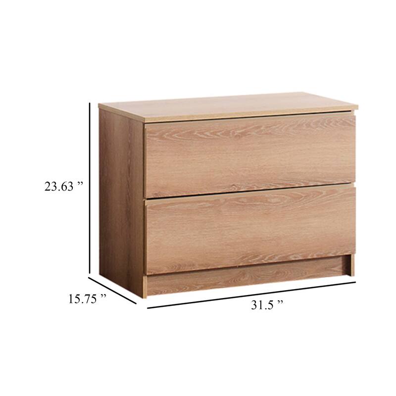 Vedz Dresser Unit with 2 Drawers, Modern Oak Brown Melamine Finish