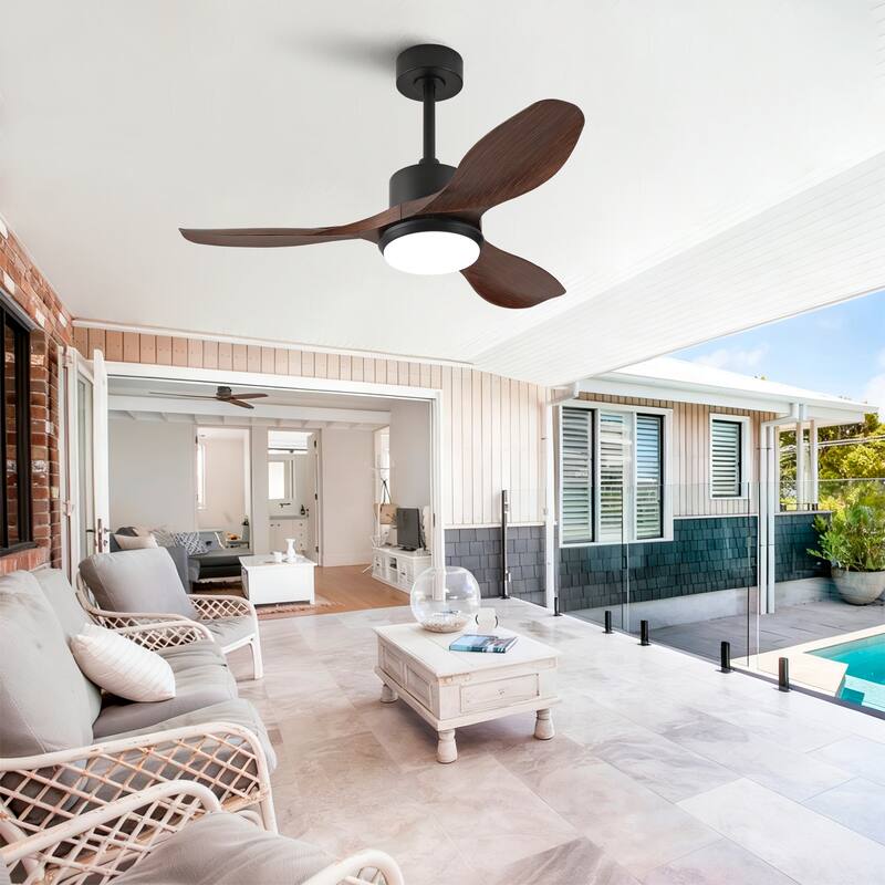 Sofucor 42/52 Inch Ceiling Fan With Light,3 ABS Blades Remote Control,Reversible DC Motor With Dimmable LED