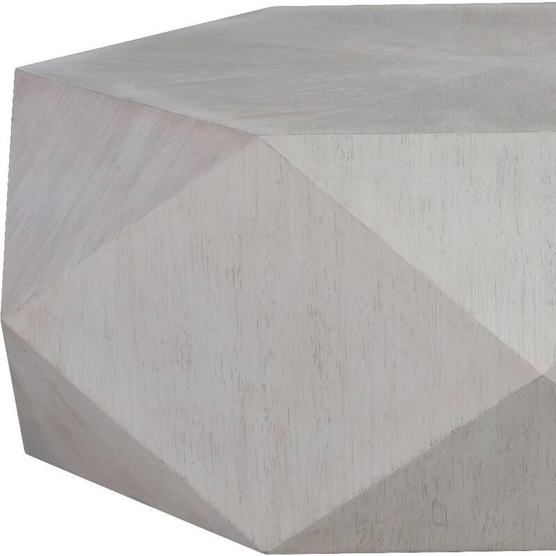 HomeRoots 50" Gray Wood Hexagon Distressed Block Coffee Table - 50.00 in. x 17.00 in. x 43.00 in.