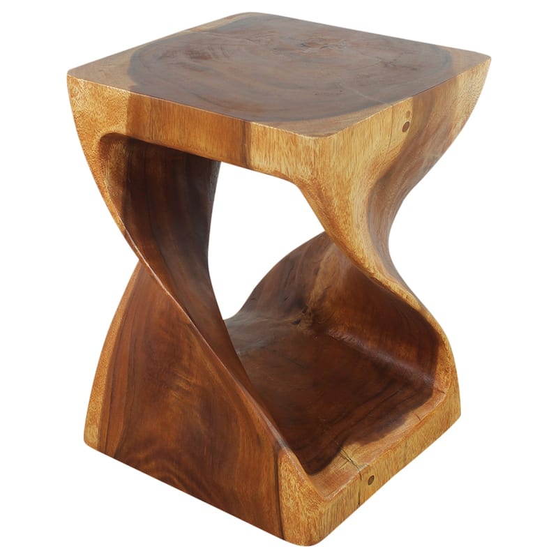 Haussmann® Wood Twist End Table 15 x 15 x 20 inch High Cherry Oil