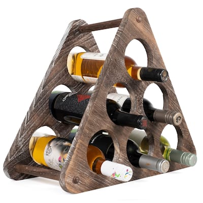 Rustic State Marche Triangle Table Top Wood Wine Rack