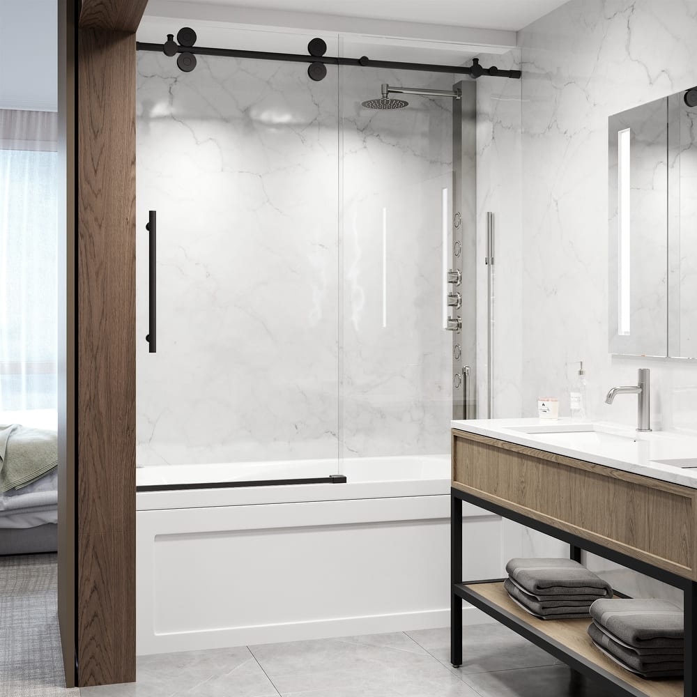 VIGO Elan 56" to 60" W x 66" H Frameless Sliding Tub Door