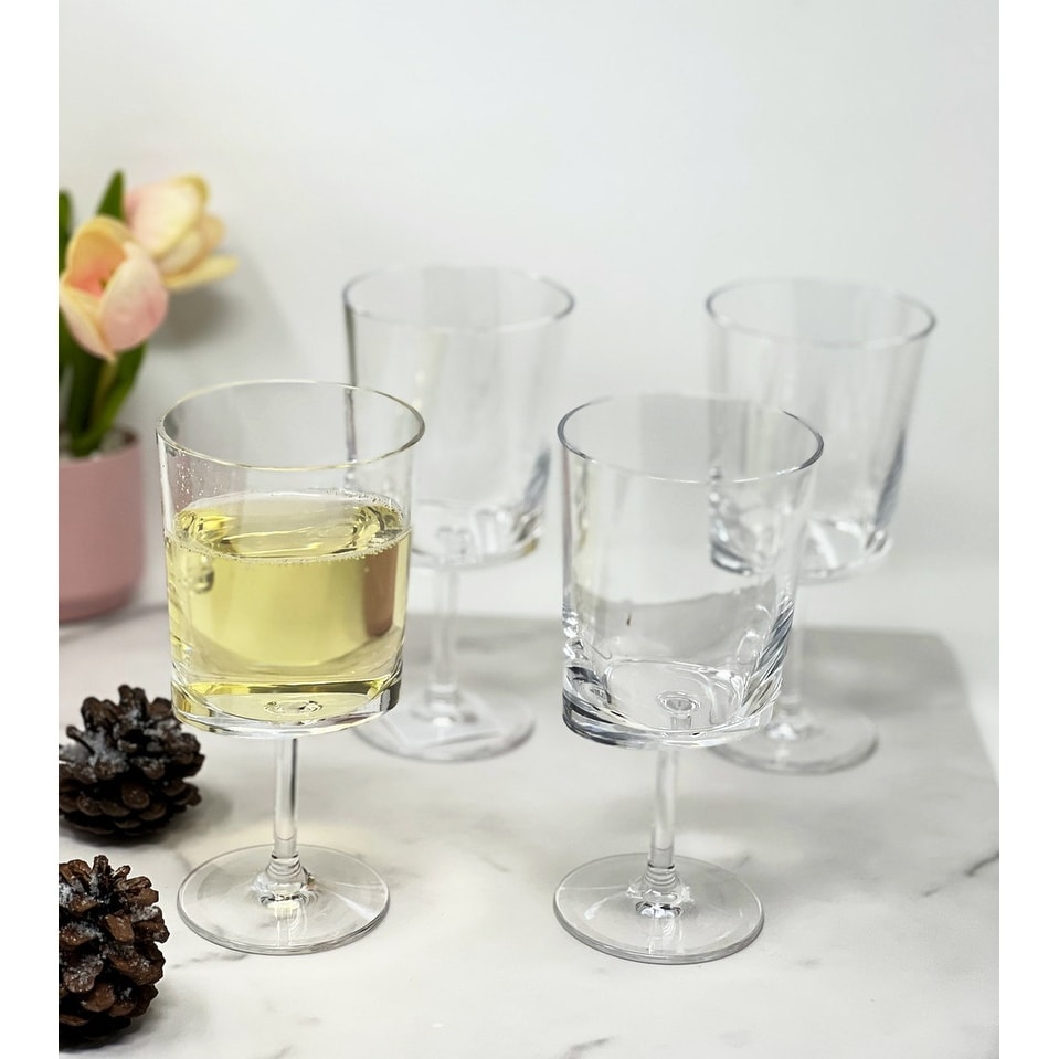 Diamond Cut Plastic Wine Glasses Set of 4 (12oz), BPA Free Acrylic Wine  Glass Set, Unbreakable Red Wine Glasses, White Wine Glasses