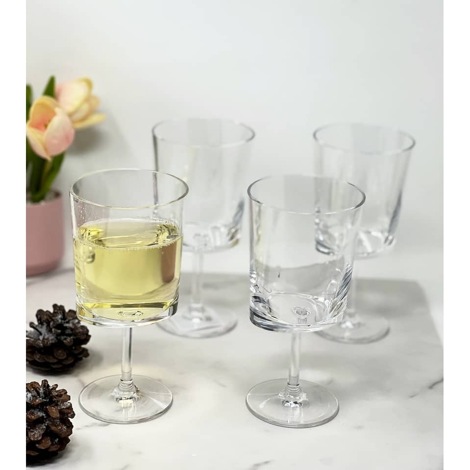 LeadingWare Oval Halo Plastic Wine Glasses Set of 4 (12oz), BPA Free