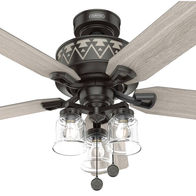 Hunter 52" Mesa Ceiling Fan with LED Light, Pull Chain - Rustic, Farmhouse, Transitional, Casual