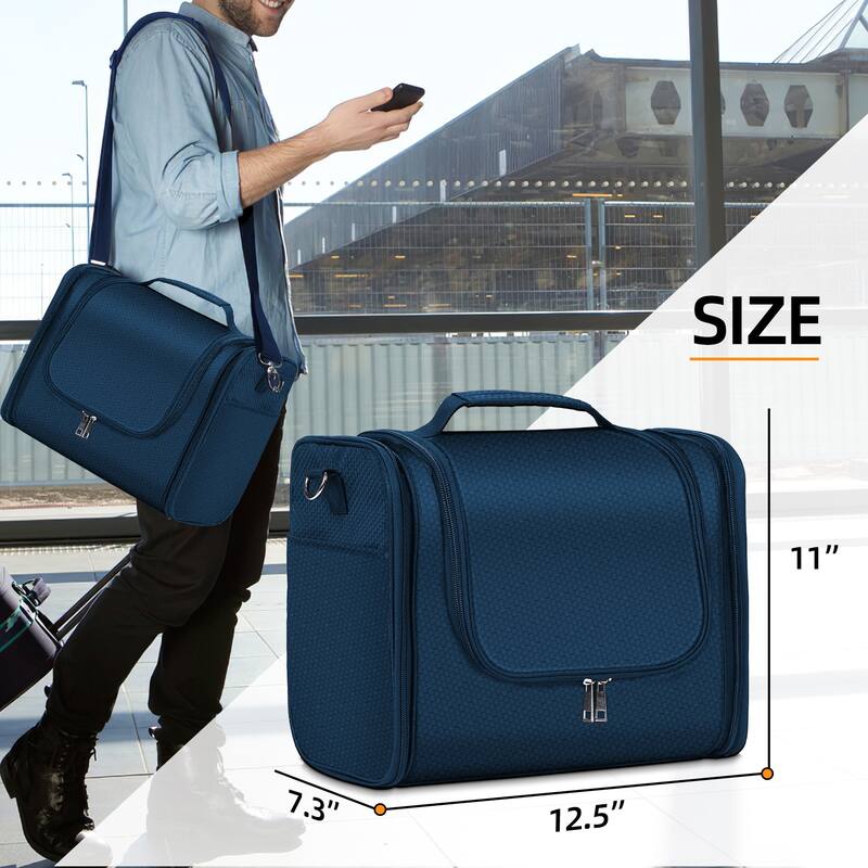 Extra Large Hanging Toiletry Bag for Travel & Daily Use, Water-Resistant Dopp Kit for Makeup, Shaving, Toiletries