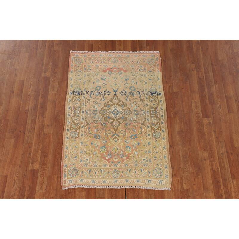 Kashan Persian Accent Rug Hand-Knotted Wool Carpet - 3'3" x 4'11"